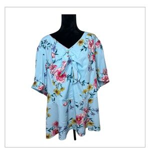 Lane Bryant Floral Short Sleeve Top Size 28